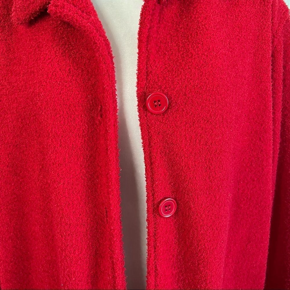 Sandro Sport Red Soft Textured Button Front Sweater Women's Large Pockets - Picture 2 of 7